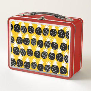 Black pineapples metal lunch box