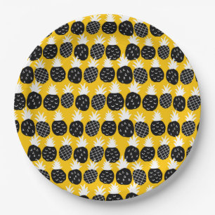Black pineapples paper plate