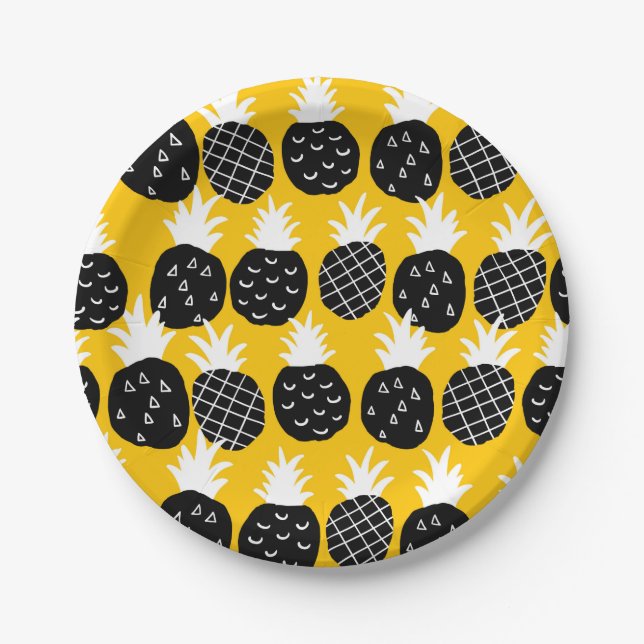 Black pineapples paper plate (Front)