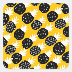 Black pineapples square sticker