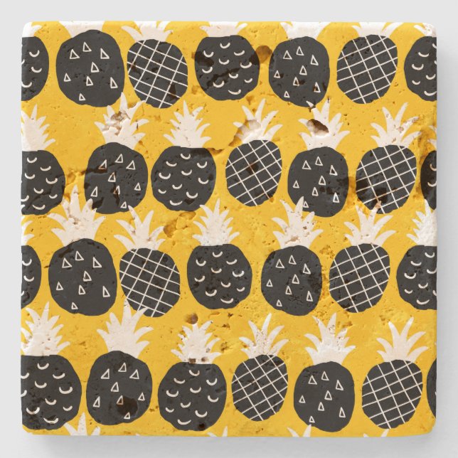 Black pineapples stone coaster (Front)