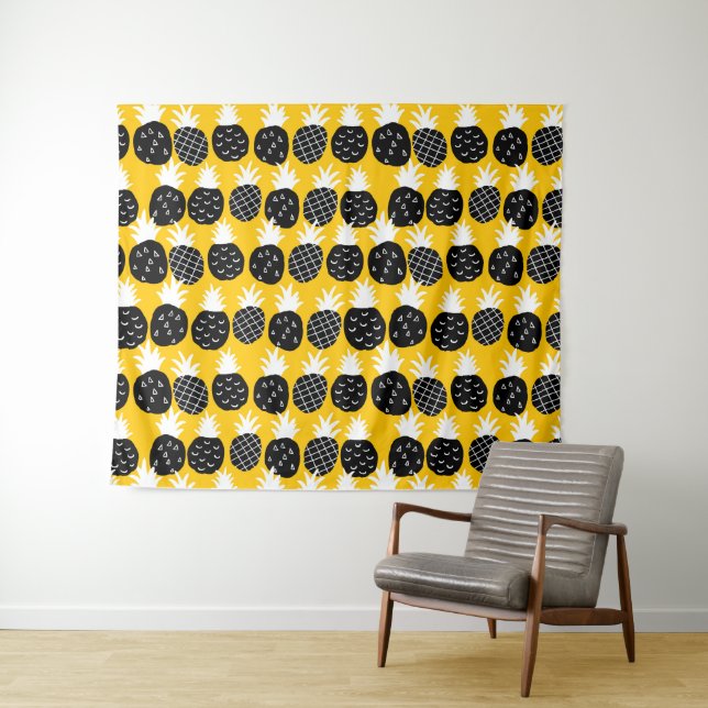 Black pineapples tapestry (In Situ (Horizontal))