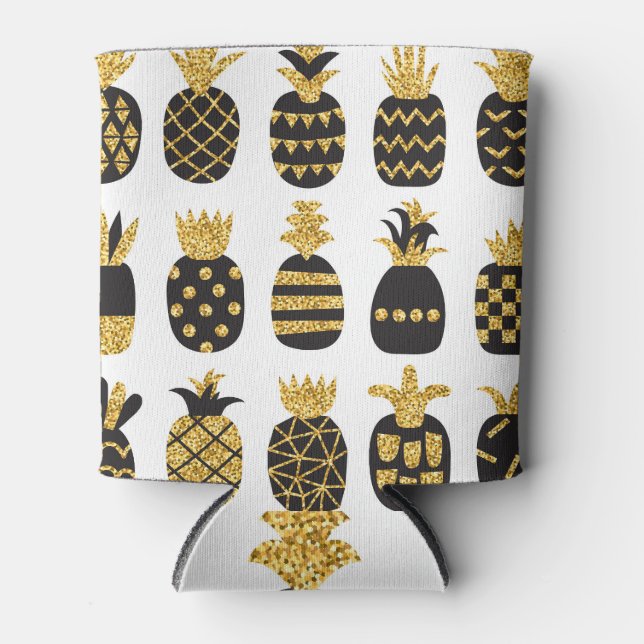 Black Pineapples: Unique Textured Set Can Cooler (Front)