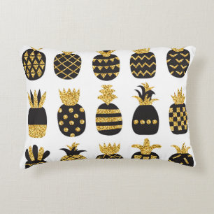 Black Pineapples: Unique Textured Set Decorative Cushion