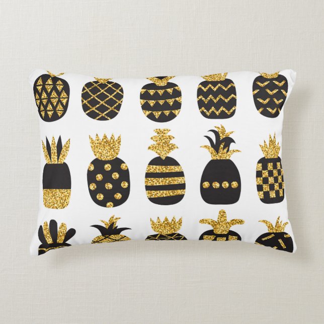 Black Pineapples: Unique Textured Set Decorative Cushion (Front)