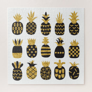 Black Pineapples: Unique Textured Set Jigsaw Puzzle