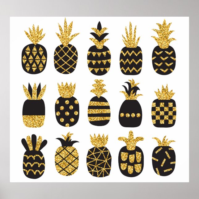 Black Pineapples: Unique Textured Set Poster (Front)