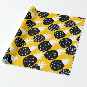 Black pineapples wrapping paper