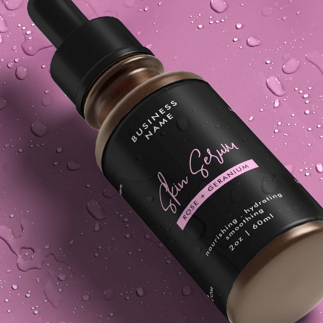 Black & Pink 2 OZ Dropper Bottle Waterproof Label (Black & Pink 2 OZ Dropper Bottle Waterproof Label *verify size to ensure a good fit")