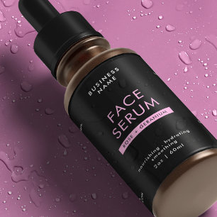 Black & Pink 2 OZ Dropper Bottle Waterproof Label
