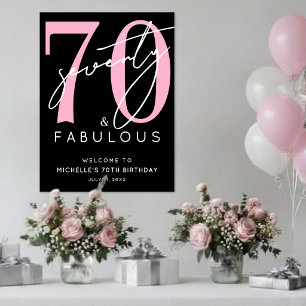 Black Pink 70th Birthday Welcome Sign