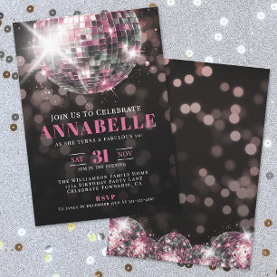 Black Pink Adult 50th Birthday Party Invitation