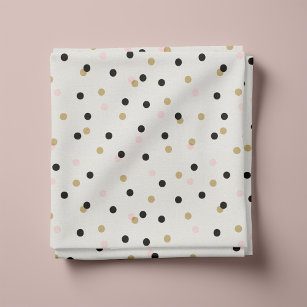 Black Pink and Gold Confetti Dots Fabric