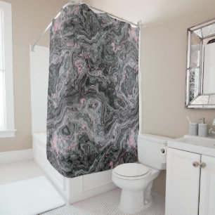 Black, Pink and Gray Marble abstract Shower Curtain