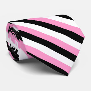 Black, Pink and White Diagonal Stripes necktie