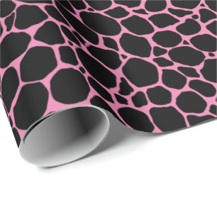 Black Pink Animal Print Pattern Wrapping Paper