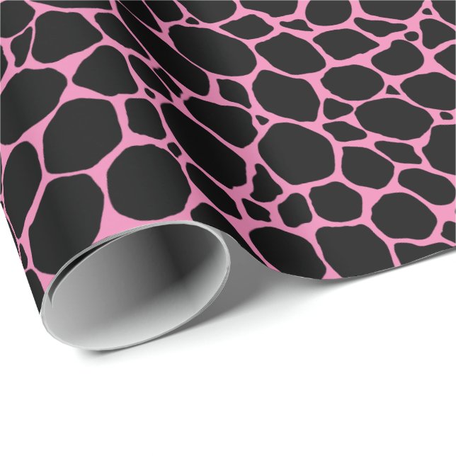 Black Pink Animal Print Pattern Wrapping Paper (Roll Corner)