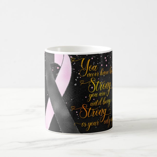 Black Pink Awareness Ribbon Mug Design (Center)