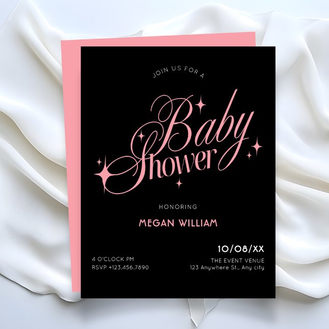 Black Pink baby shower Invitation (Creator Uploaded)