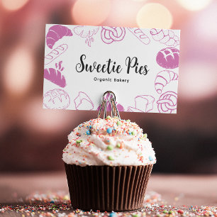 Black & Pink Baking & Cooking Bakery Illustration Business Card