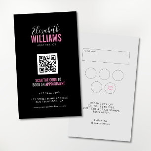 Black Pink Beauty Salon QR Code Loyalty & Business Card