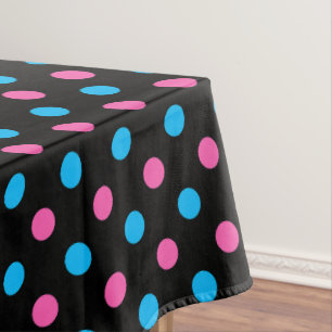 Black Pink Blue Polka Dot Pattern Tablecloth