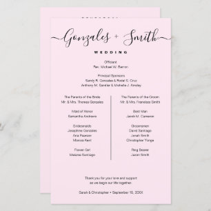 Black Pink bridal party Wedding Timeline list