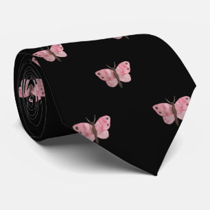 Black Pink Butterfly Wedding Professional Work Tie