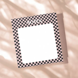 Black & Pink Chequered Bold & Customisable Notepad