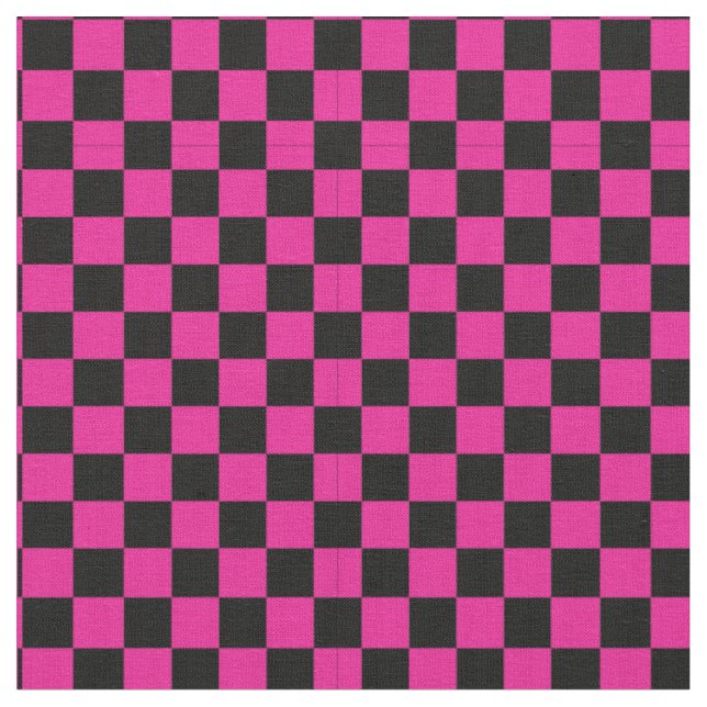 Black & Pink Chequered Pattern Fabric (Close Up)