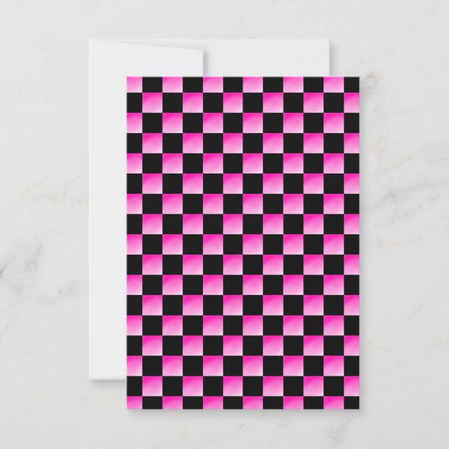 Black Pink Chequered Wedding Invitation (Front)