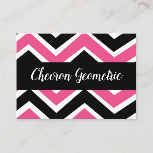 Black Pink Chevron Stripe Business Card
