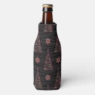 BLACK & PINK CHRISTMAS TREES & STARS BOTTLE COOLER