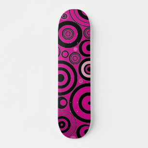 Black & Pink Circles Skateboard