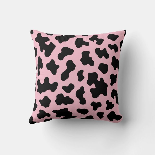 Black & Pink Cow Cowhide Print  Cushion (Back)