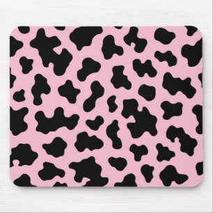 Black & Pink Cow Cowhide Print Mouse Pad