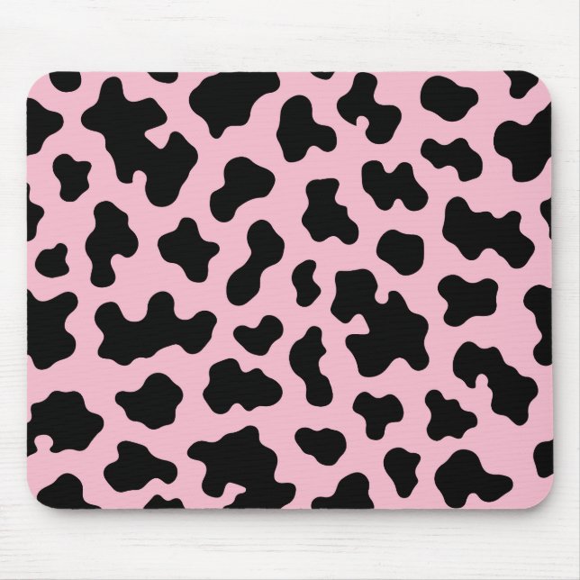 Black & Pink Cow Cowhide Print  Mouse Pad (Front)