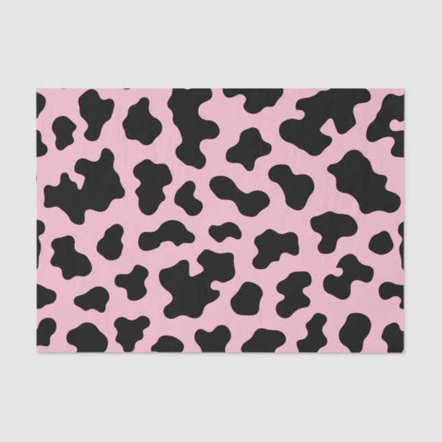 Black & Pink Cow Cowhide Print  Tissue Paper (Front)