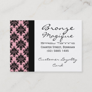 Black Pink Damask Business Customer Loyalty Cards