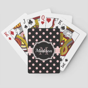 Black & Pink Dots Playing Cards