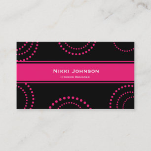 Black & Pink Dotted Circles Modern Business Card