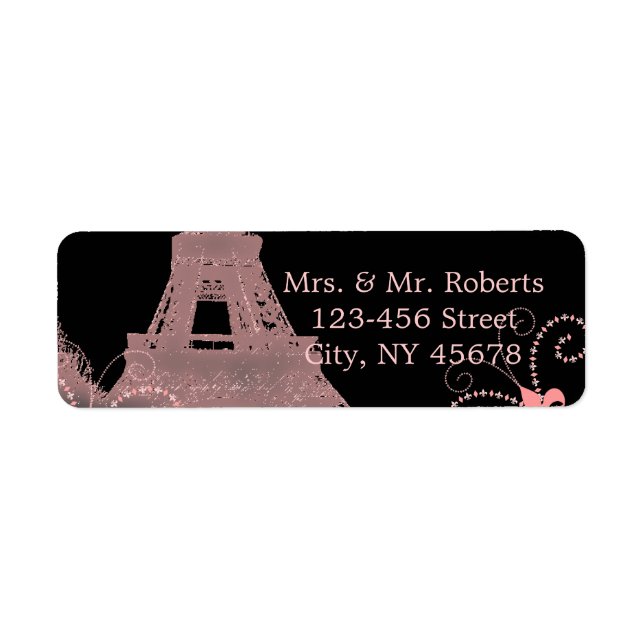 black pink eiffel tower vintage paris wedding (Front)