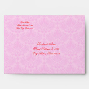 Black & Pink Elegant Damasks & Flower Design Envelopes