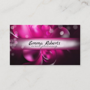 Black Pink Elegant Dark Floral on Black Business Card