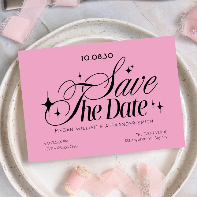 Black pink elegant typography wedding  save the date (Creator Uploaded)