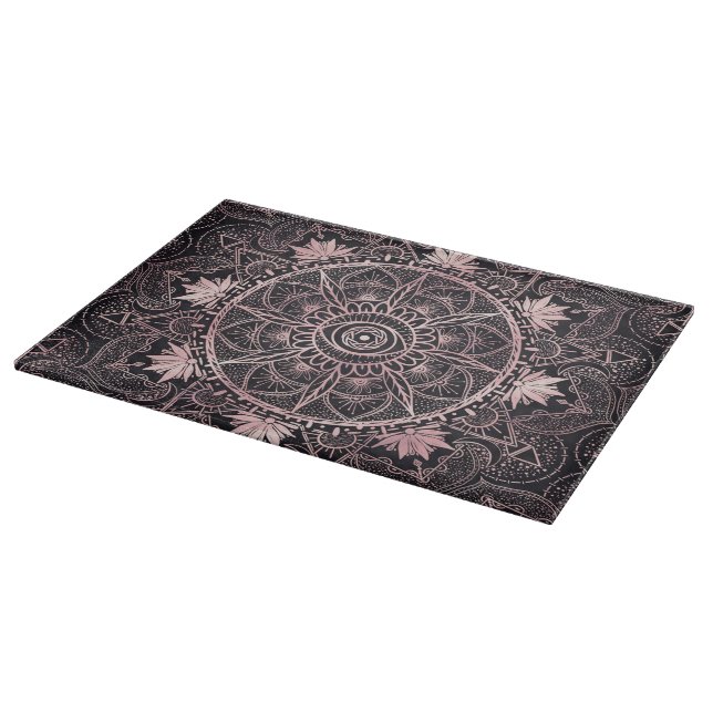 Black Pink Eye Mandala Cutting Board (Corner)