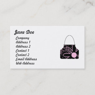 Black & Pink Feminine Floral Handbag Business Card