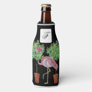 Black Pink Flamingo Flamingos Can Bottle Cooler