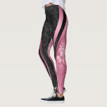 Black & Pink Floral Damasks Geometric Design Leggings<br><div class="desc">Elegant black and pink vintage floral damasks in a geometric design with decorative stripes.
You can request this design in your favourite colour.</div>