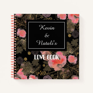 Black & Pink Floral I LOVE YOU Love Book
